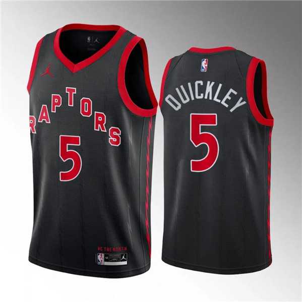 Men's Toronto Raptors #5 Immanuel Quickley Black Statement Edition Stitched Basketball Jersey Dzhi